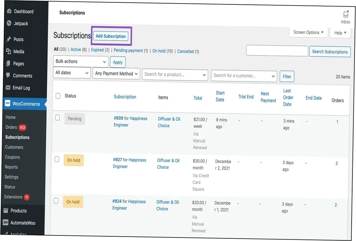 WooCommerce Subscriptions Nulled Preview